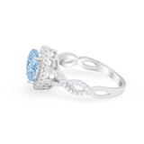 Art Deco Twisted Shank Wedding Ring Oval Round Cubic Zirconia 925 Sterling Silver