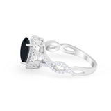 Art Deco Twisted Shank Wedding Ring Oval Round Cubic Zirconia 925 Sterling Silver