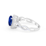 Art Deco Twisted Shank Wedding Ring Oval Round Cubic Zirconia 925 Sterling Silver