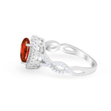 Art Deco Twisted Shank Wedding Ring Oval Round Cubic Zirconia 925 Sterling Silver
