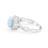 Art Deco Twisted Shank Wedding Ring Oval Round Cubic Zirconia 925 Sterling Silver
