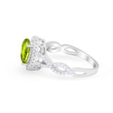 Art Deco Twisted Shank Wedding Ring Oval Round Cubic Zirconia 925 Sterling Silver