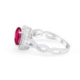 Art Deco Twisted Shank Wedding Ring Oval Round Cubic Zirconia 925 Sterling Silver