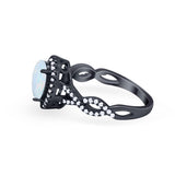 Art Deco Twisted Shank Wedding Ring Oval Round Cubic Zirconia 925 Sterling Silver