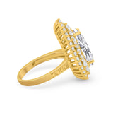 Teardrop Cocktail Ring Pear Round Cubic Zirconia 925 Sterling Silver