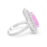 Teardrop Cocktail Ring Pear Round Cubic Zirconia 925 Sterling Silver