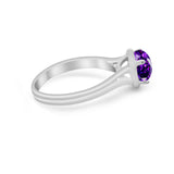 Solitaire Simulated Cubic Zirconia Wedding Ring Double Band 925 Sterling Silver