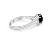 Solitaire Simulated Cubic Zirconia Wedding Ring Double Band 925 Sterling Silver