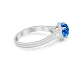 Solitaire Simulated Cubic Zirconia Wedding Ring Double Band 925 Sterling Silver