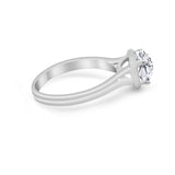 Solitaire Simulated Cubic Zirconia Wedding Ring Double Band 925 Sterling Silver