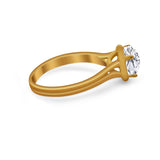 Solitaire Simulated Cubic Zirconia Wedding Ring Double Band 925 Sterling Silver