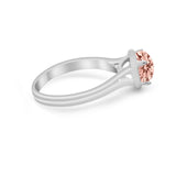 Solitaire Simulated Cubic Zirconia Wedding Ring Double Band 925 Sterling Silver