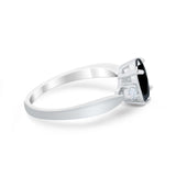 Three Stone Wedding Ring Round Simulated Cubic Zirconia 925 Sterling Silver