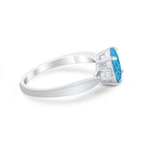 Three Stone Wedding Ring Round Simulated Cubic Zirconia 925 Sterling Silver
