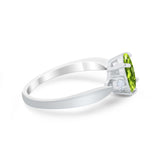 Three Stone Wedding Ring Round Simulated Cubic Zirconia 925 Sterling Silver