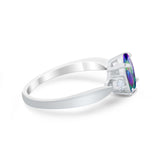 Three Stone Wedding Ring Round Simulated Cubic Zirconia 925 Sterling Silver