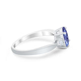 Three Stone Wedding Ring Round Simulated Cubic Zirconia 925 Sterling Silver