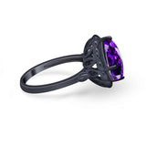 Large Stone Cocktail Ring Art Deco Simulated Cubic Zirconia 925 Sterling Silver