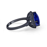 Large Stone Cocktail Ring Art Deco Simulated Cubic Zirconia 925 Sterling Silver