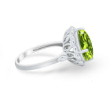 Large Stone Cocktail Ring Art Deco Simulated Cubic Zirconia 925 Sterling Silver