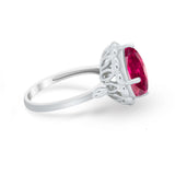 Large Stone Cocktail Ring Art Deco Simulated Cubic Zirconia 925 Sterling Silver