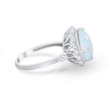 Large Stone Cocktail Ring Art Deco Simulated Cubic Zirconia 925 Sterling Silver