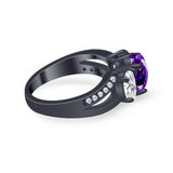 3 Stone Oval Wedding Ring Simulated Cubic Zirconia 925 Sterling Silver