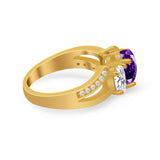 3 Stone Oval Wedding Ring Simulated Cubic Zirconia 925 Sterling Silver