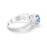3 Stone Oval Wedding Ring Simulated Cubic Zirconia 925 Sterling Silver