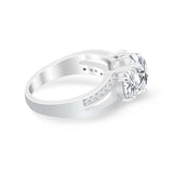 3 Stone Oval Wedding Ring Simulated Cubic Zirconia 925 Sterling Silver
