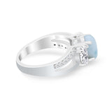 3 Stone Oval Wedding Ring Simulated Cubic Zirconia 925 Sterling Silver