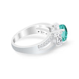 3 Stone Oval Wedding Ring Simulated Cubic Zirconia 925 Sterling Silver