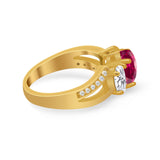 3 Stone Oval Wedding Ring Simulated Cubic Zirconia 925 Sterling Silver