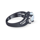3 Stone Oval Wedding Ring Simulated Cubic Zirconia 925 Sterling Silver
