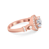 Halo Engagement Ring Simulated Cubic Zirconia 925 Sterling Silver