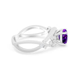 Art Deco Plumeria Flower Infinity Shank Engagement Ring Cubic Zirconia 925 Sterling Silver
