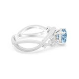 Art Deco Plumeria Flower Infinity Shank Engagement Ring Cubic Zirconia 925 Sterling Silver