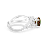 Art Deco Plumeria Flower Infinity Shank Simulated Cubic Zirconia Engagement Ring 925 Sterling Silver