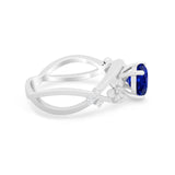 Art Deco Plumeria Flower Infinity Shank Engagement Ring Cubic Zirconia 925 Sterling Silver