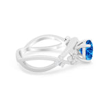 Art Deco Plumeria Flower Infinity Shank Simulated Cubic Zirconia Engagement Ring 925 Sterling Silver