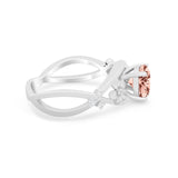 Art Deco Plumeria Flower Infinity Shank Simulated Cubic Zirconia Engagement Ring 925 Sterling Silver