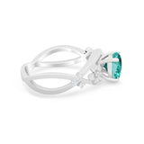 Art Deco Plumeria Flower Infinity Shank Simulated Cubic Zirconia Engagement Ring 925 Sterling Silver