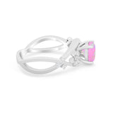 Art Deco Plumeria Flower Infinity Shank Simulated Cubic Zirconia Engagement Ring 925 Sterling Silver