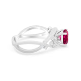 Art Deco Plumeria Flower Infinity Shank Simulated Cubic Zirconia Engagement Ring 925 Sterling Silver