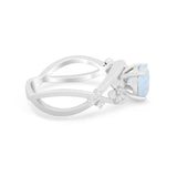 Art Deco Plumeria Flower Infinity Shank Simulated Cubic Zirconia Engagement Ring 925 Sterling Silver