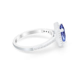 Halo Princess Cut Wedding Ring Simulated Cubic Zirconia 925 Sterling Silver