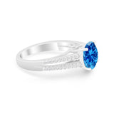 Vintage Style Round Simulated Cubic Zirconia Engagement Ring 925 Sterling Silver