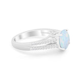 Vintage Style Round Simulated Cubic Zirconia Engagement Ring 925 Sterling Silver