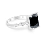 Radiant Cut Shank Simulated Cubic Zirconia 925 Sterling Silver Engagement Ring