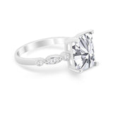 Radiant Cut Shank Simulated Cubic Zirconia 925 Sterling Silver Engagement Ring